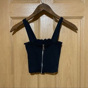 Black zipper Front Tank Top